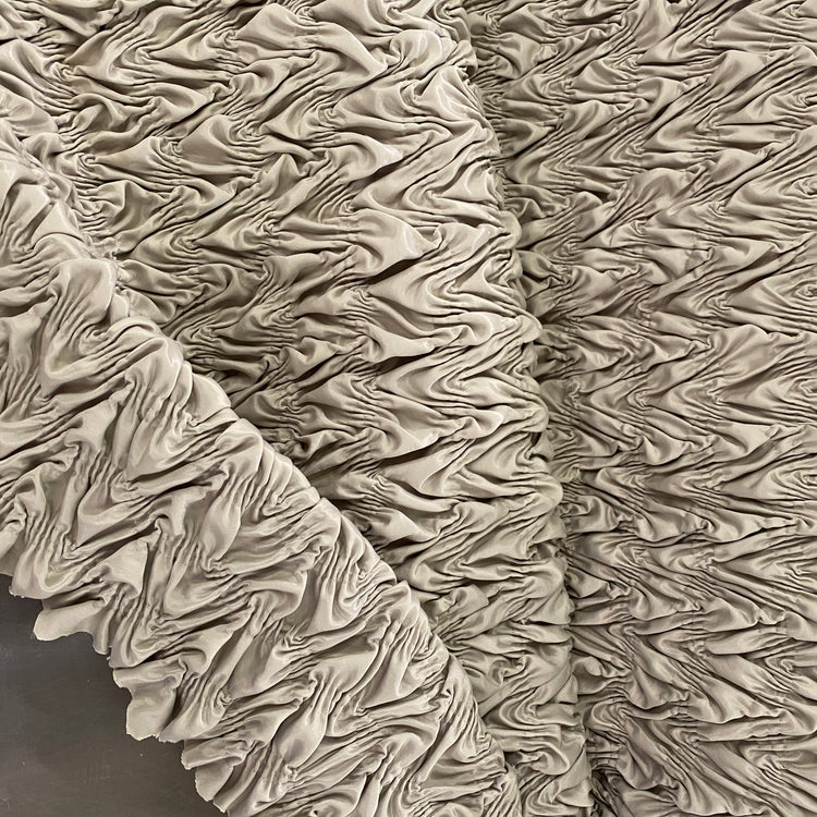 Chevron Wave Smocked Shirred Satin - Gainsboro Grey