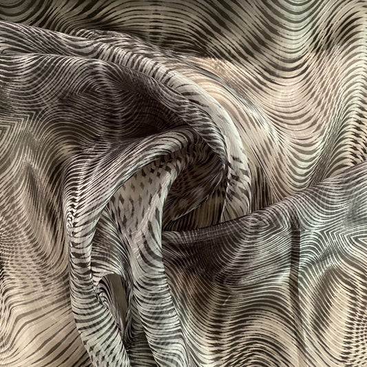 Optical Illusion Print Glass Organza - Black / White