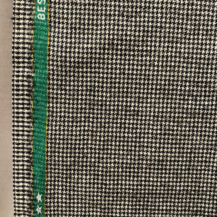 Australian Merino Brushed Wool Flannel - Puppytooth - Black / White