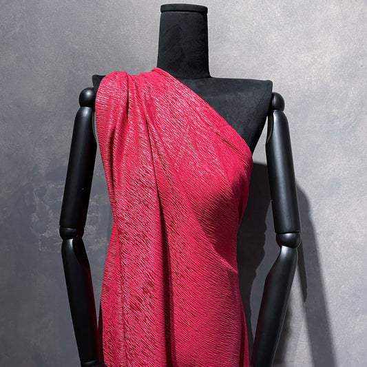Smocked Bark Double Knit - Rose Red