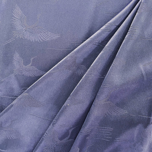 Crane Satin Poly/Silk Damask - Dark Steel Blue