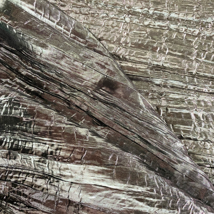 Creased Metallic Foiled Chiffon - Silver