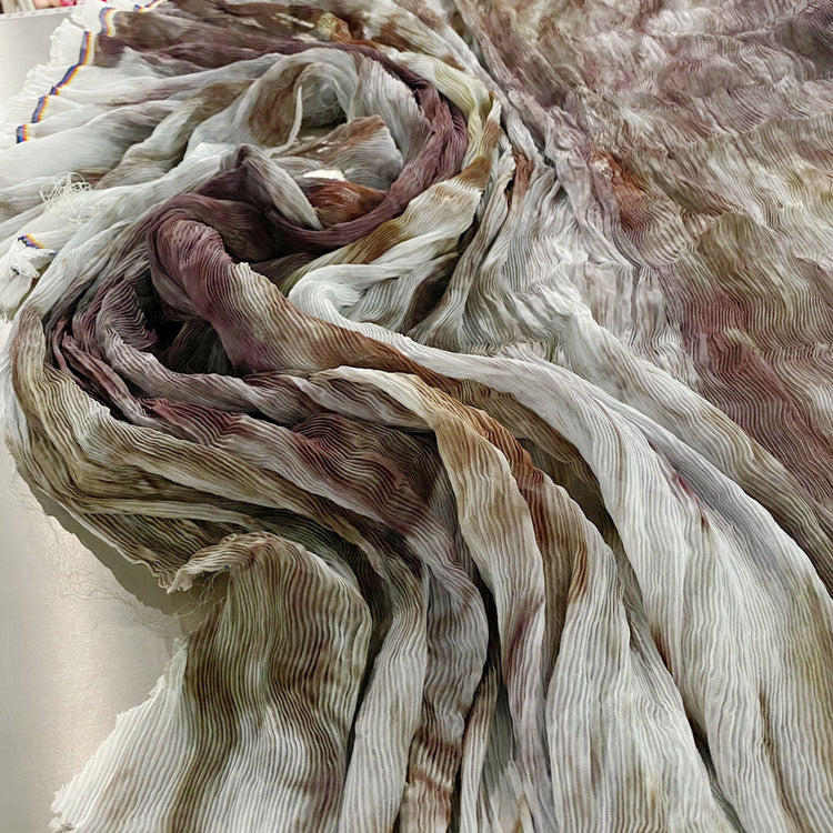 Wetlands Chiffon Plisse - Dark Olive/Rosy Brown