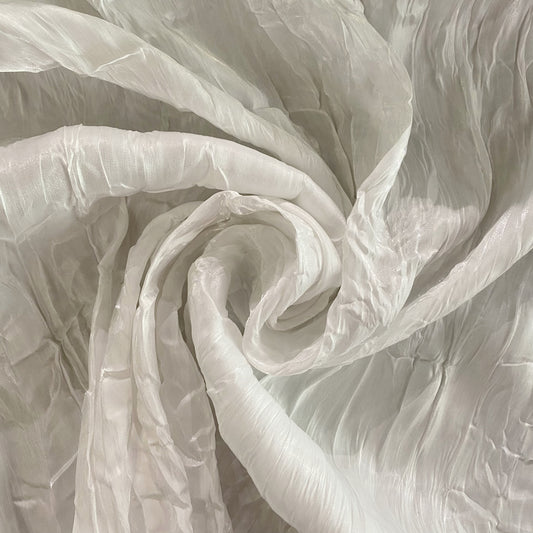 Plisse Shimmer Satin - White