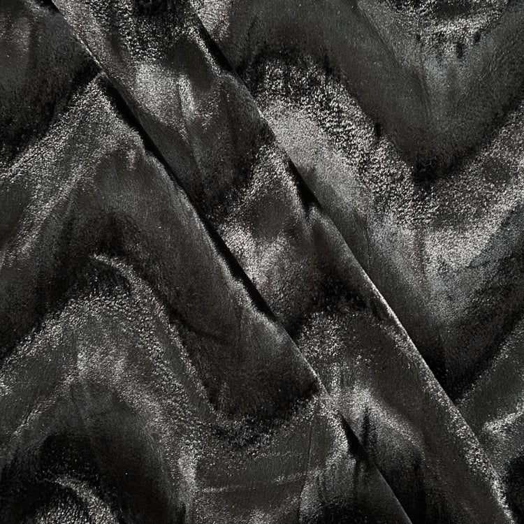 Striped Wave Plush Stretch Velvet - Black