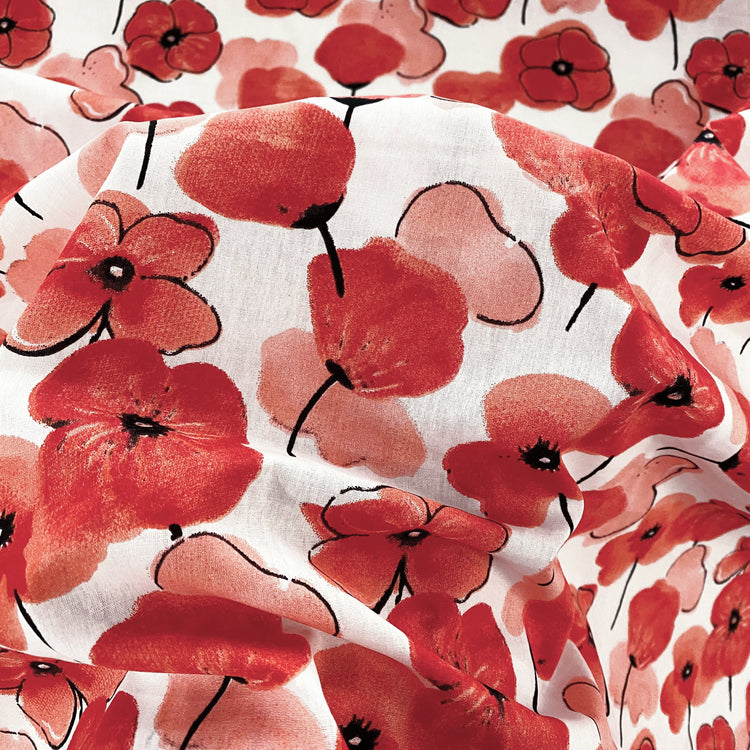 Simple Poppy Cotton Poplin - Red