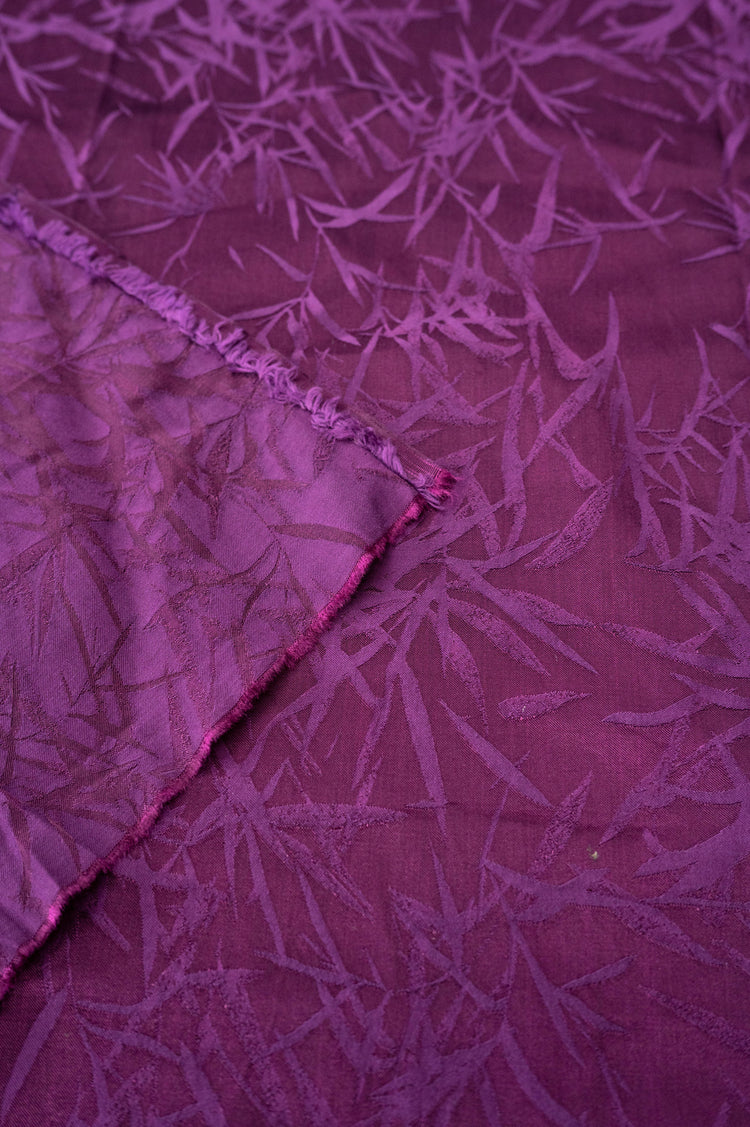 Bamboo Leaves Silk/Cotton Damask - Purple