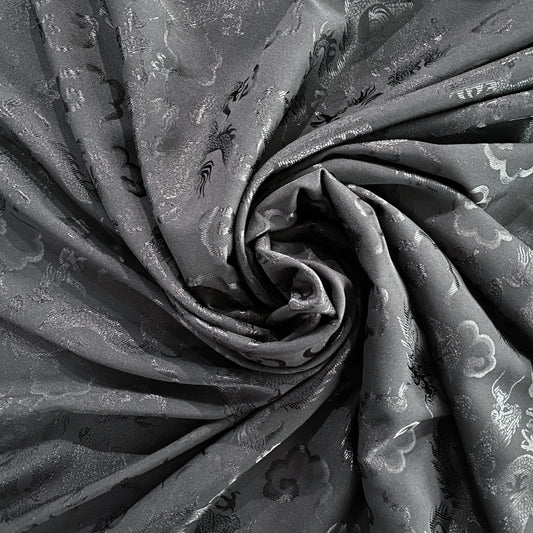 Dragon Satin Damask - Black