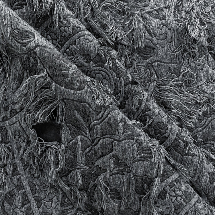 Chenille Cotton Fringe Tapestry Jacquard - Grey