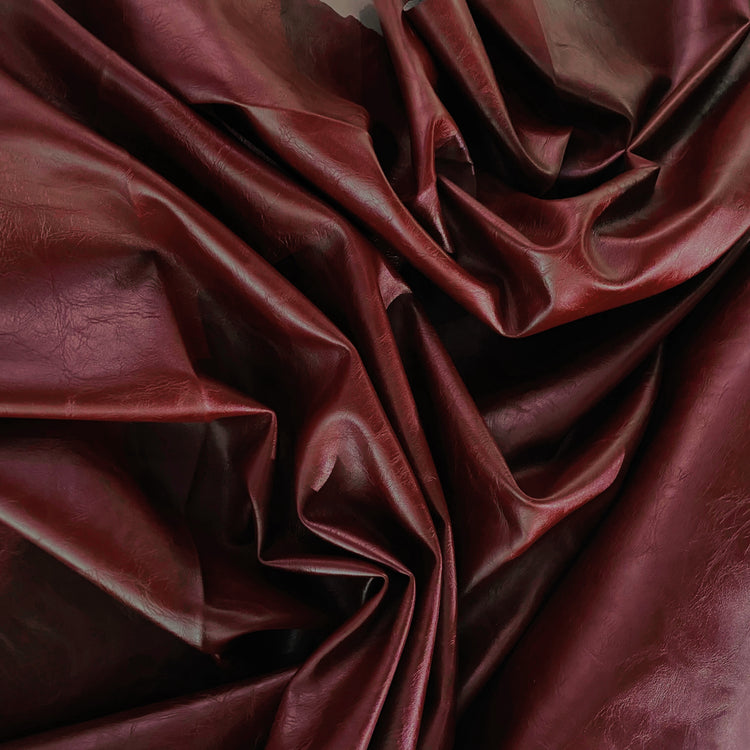 Weathered Grain Faux Leather - Bordeaux