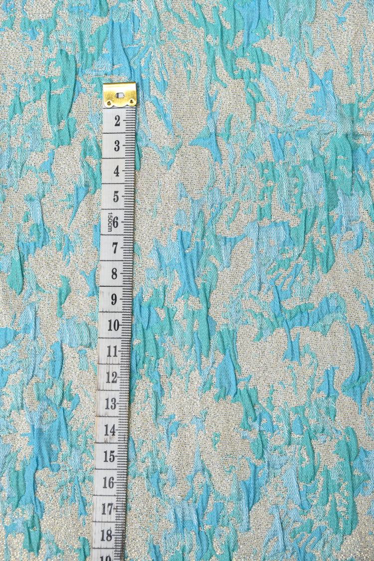 Abstract Crinkle Brocade - Aqua