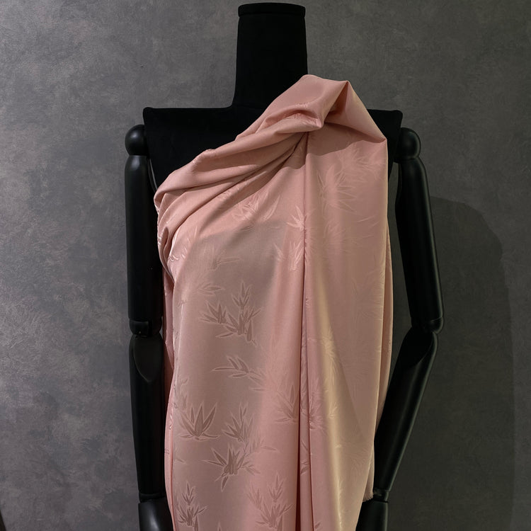 Bamboo Flora Damask - Silk Embroidered - Pastel Peach
