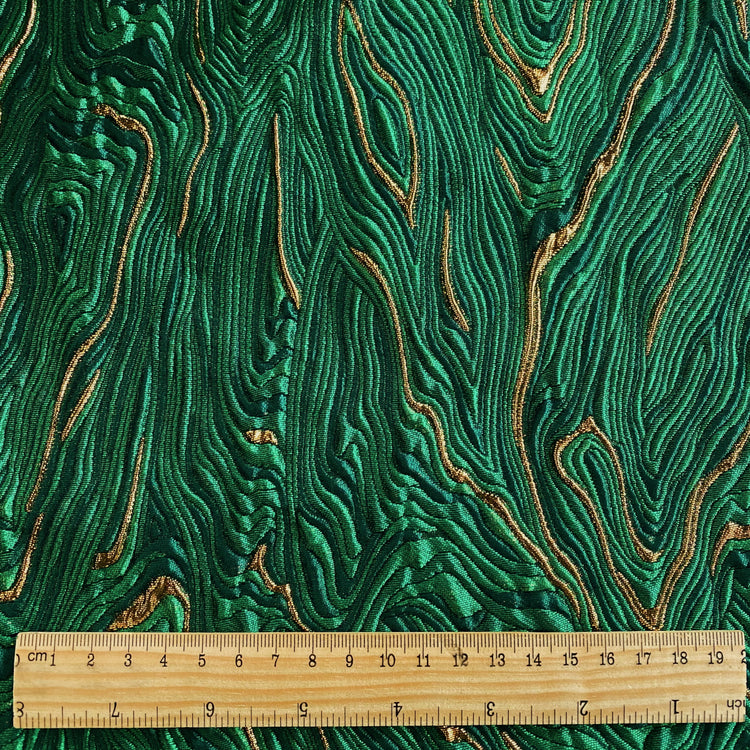 Contour Wave Brocade - Copper Metallic/Dark Green