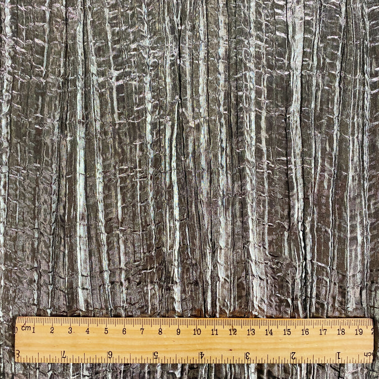 Creased Metallic Foiled Chiffon - Silver