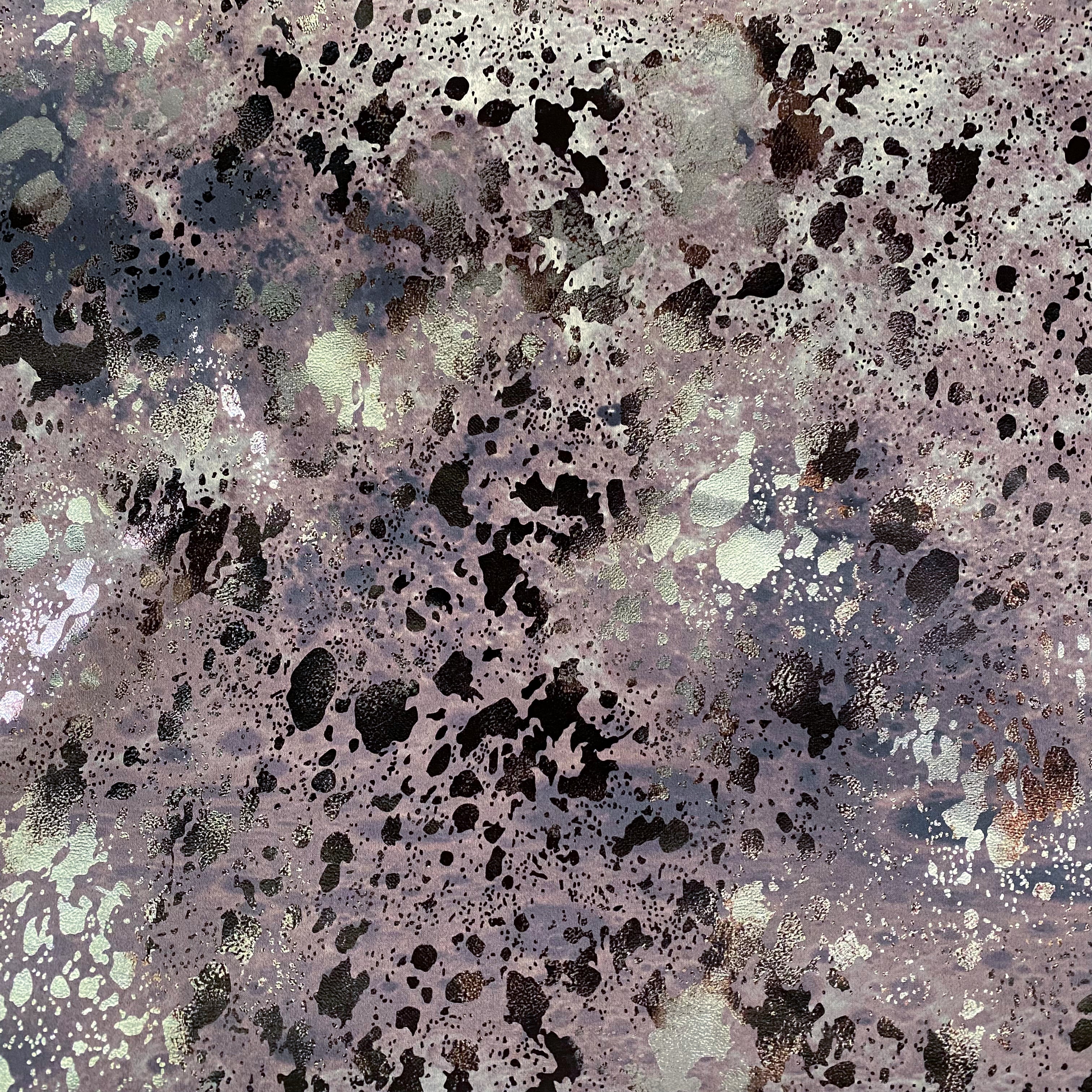 Foiled Splatter Faux Leather - Silver/Lavender