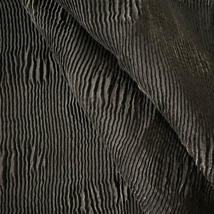 Burnished Spot Plisse Satin - Black