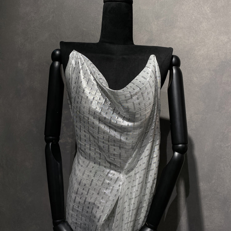 Silk Lurex Dobby- Silver