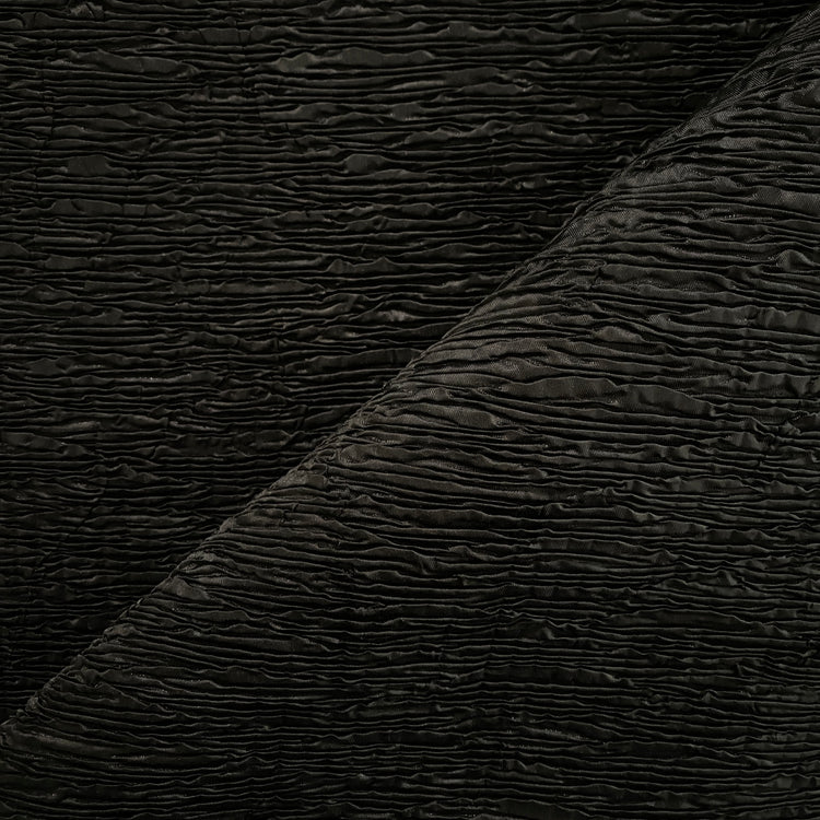 Woodgrain Plisse Taffeta - Black