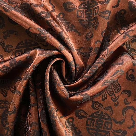 Feng Shui Satin Jacquard - Burnt Umber / Dark Brown