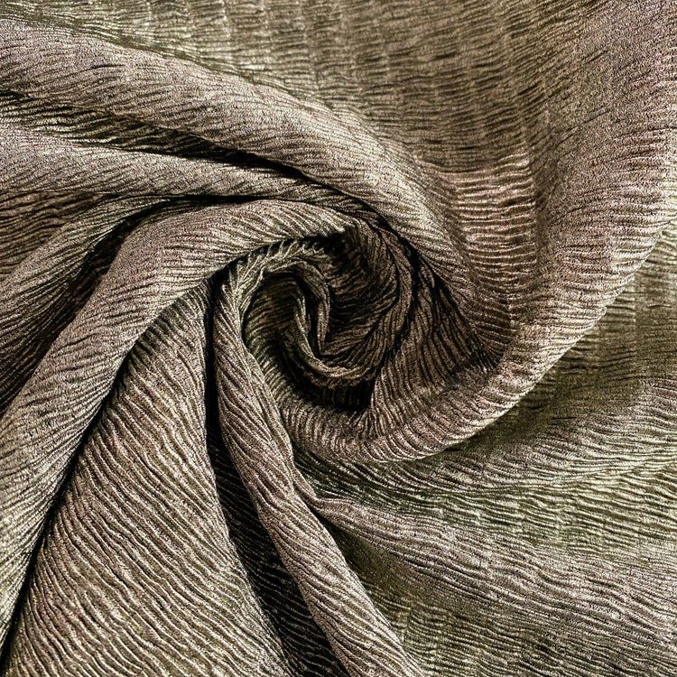 Shirred Look Plisse Metallic Satin - Platinum Gold