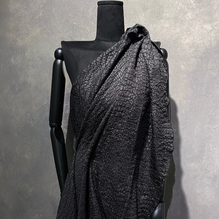 Crocodile Crinkle Textured Cloqué - Black