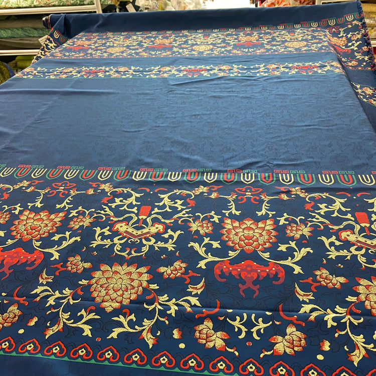 Eastern Garden Brocade - Panelled Repeat - Royal Blue