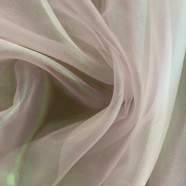 Metallic Holographic Organza - White