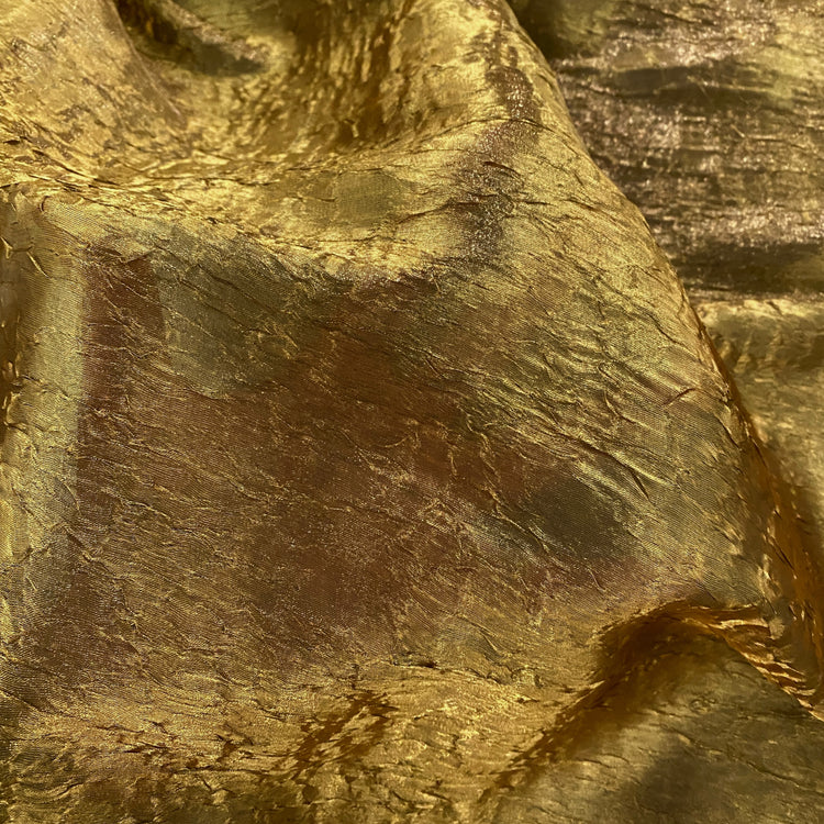 Metallic Creased Shot Organza - Gold / Bronze