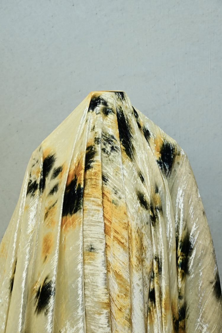 Tie-Dyed Crushed Velvet - Yellow/Teal