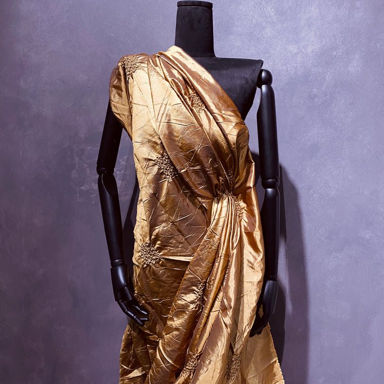 Smocked Square Shot Taffeta - Mustard Gold