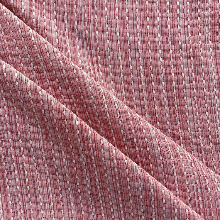 Sashiko Boro Yarn Stripe Cotton - Light Pink