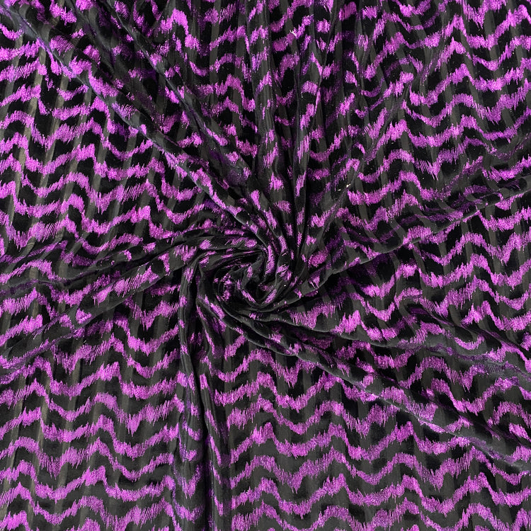 Animal Print Foiled Striped Velour - Dark Magenta / Black