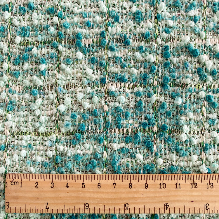 Chenille Boucle Tweed Knit - Teal / Aquamarine / White
