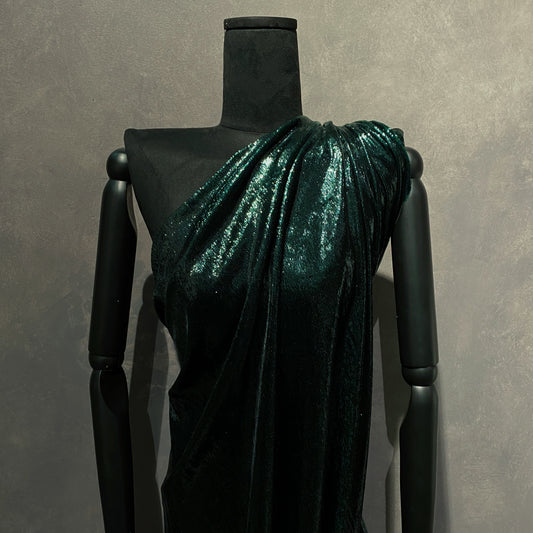 Brushed Metallic Long-pile Velvet - Dark Viridian