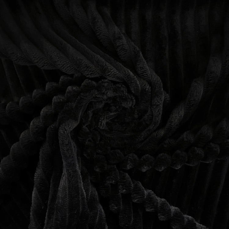 Pelted Striped Faux Fur - Short Pile -  Black