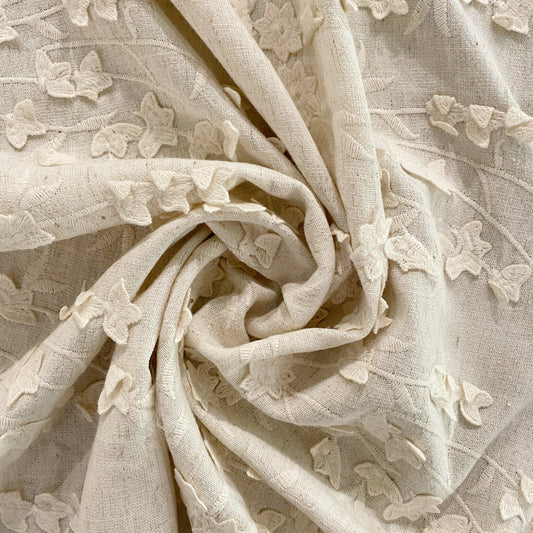 Embroidered 3D Applique Cherry Blossom Linen - Undyed