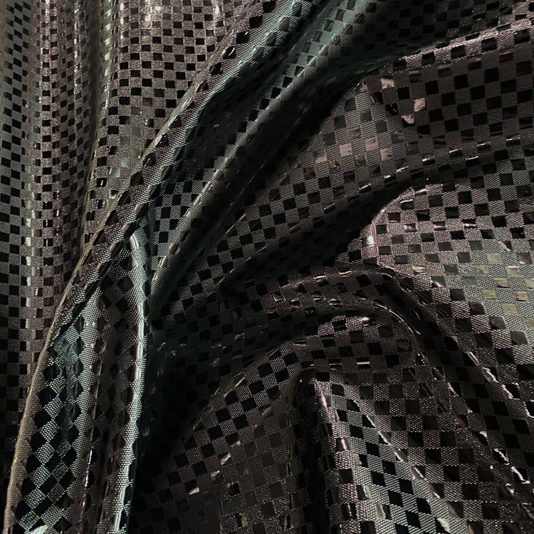 Patent Checkerboard Faux Leather - Black