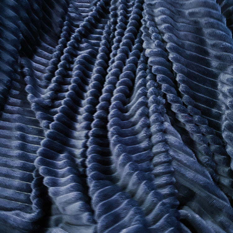 Pelted Striped Faux Fur - Short Pile - Navy