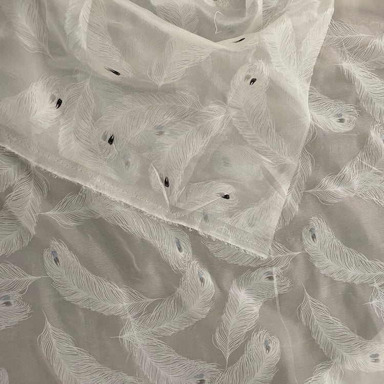 Feather Devoré Burnout Chiffon - White