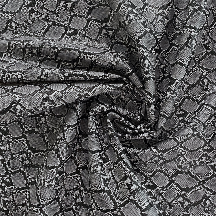 Snake Skin Faux Leather - Black / Grey / White