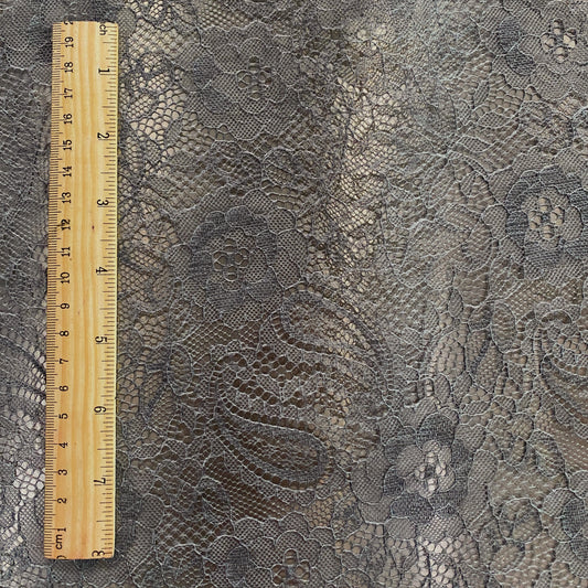 Stiffened Paisley Floral Lace - Medium Grey