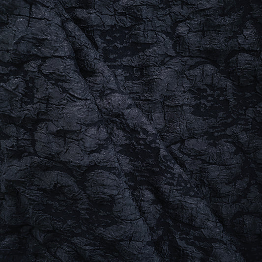 Crinkle Textured Cloqué - Navy / Midnight Blue