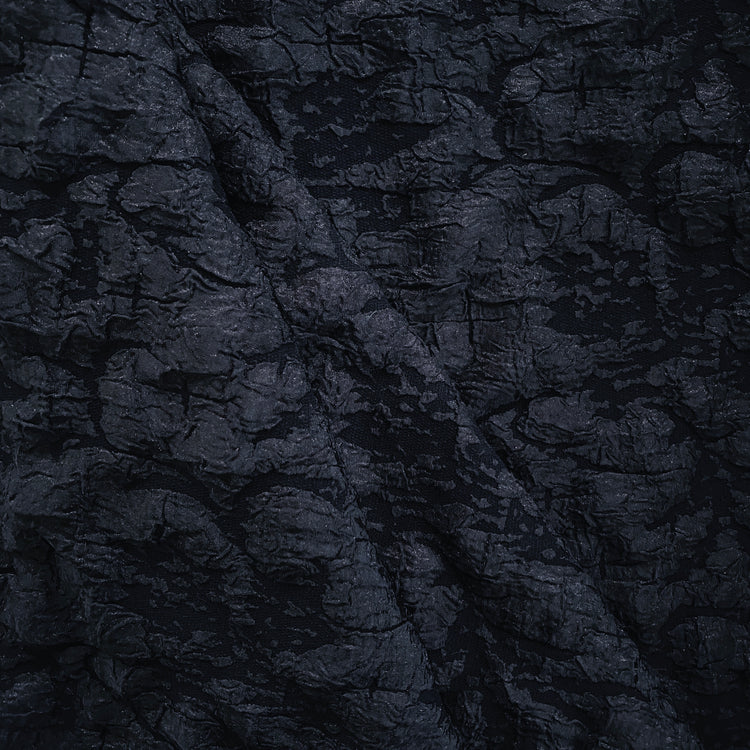 Crinkle Textured Cloqué - Navy / Midnight Blue