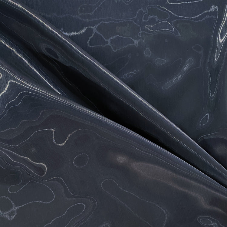 Fabric Lab Exclusive - Satin Backed Liquid Shimmer - Dark Grey Blue