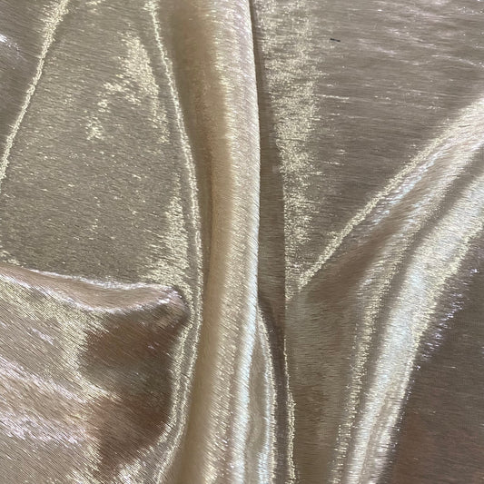 Brushed Metallic Long-Pile Velvet - Stone