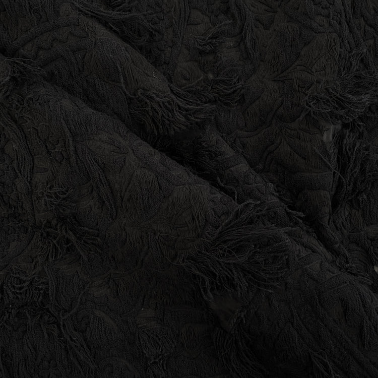 Chenille Cotton Fringe Tapestry Jacquard - Black