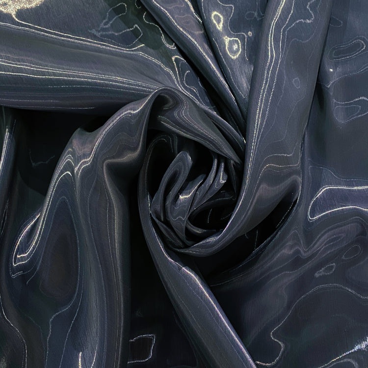 Fabric Lab Exclusive - Satin Backed Liquid Shimmer - Dark Grey Blue