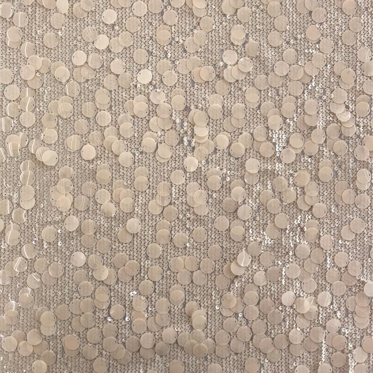 Sequin Paillette Embroidered Tulle - Bisque