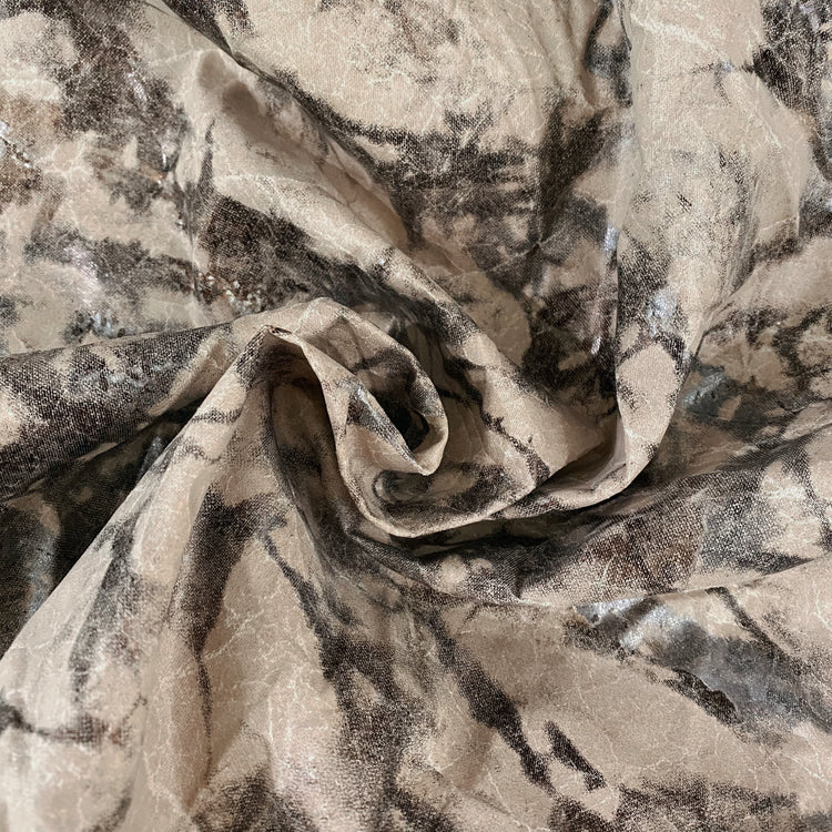 Foiled Acid Wash Print Faux Suede Knit - Tan/Black Oxide