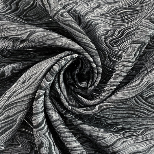 Contour Wave Brocade - Grey/Silver Metallic